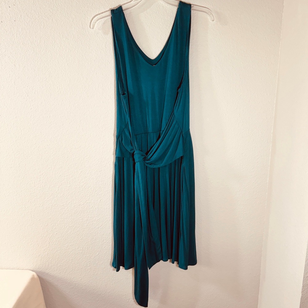 Soma Knot Front Sleeveless Dress Dark Harbour Teal Size Large Pockets Casual NWT